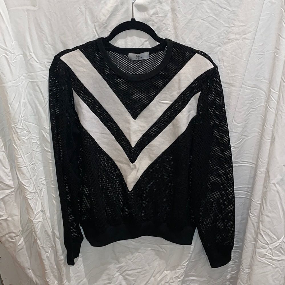 Front Row Shop Net Sweaterwhite Black Size S - image 1